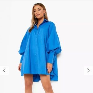 Boohoo Oversized Batwing Balloon Sleeve Shirt Dress